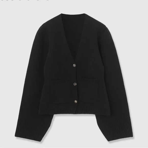 CHICJOC Scarlet Style Cashmere Cardigan Deep V-neck black size 38 - Picture 12 of 15